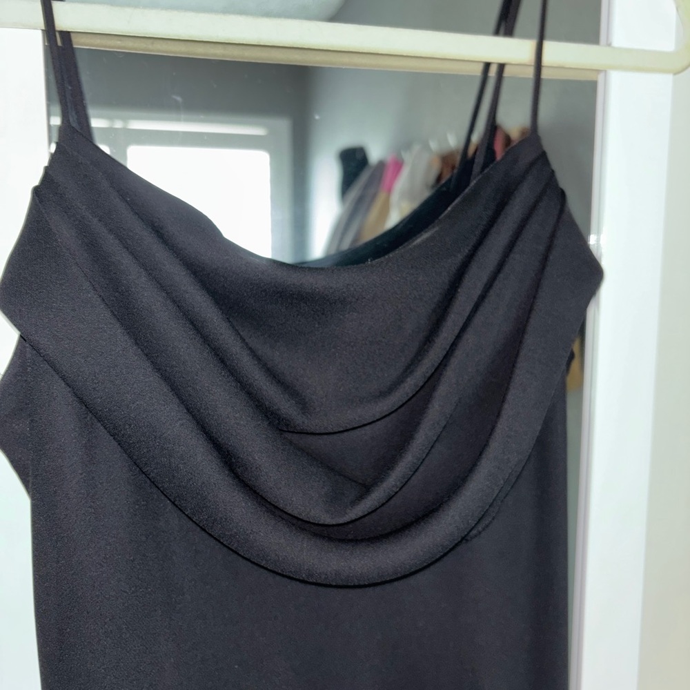 Onyx Nite Black Slip Dress Cowl Neck Spaghetti Straps
